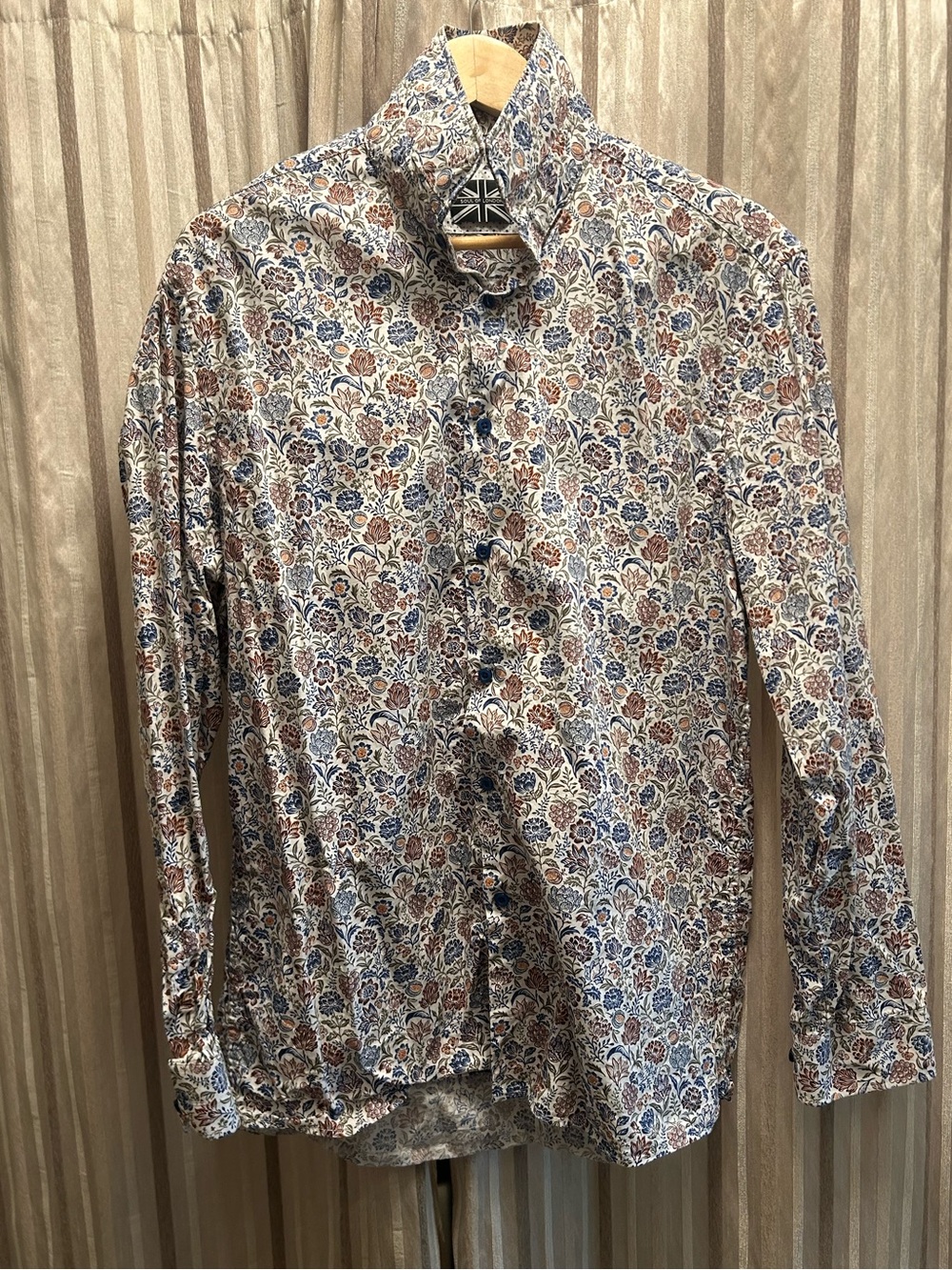 Men's Soul of London Floral Print Long-Sleeve Shirt - White, Size 17